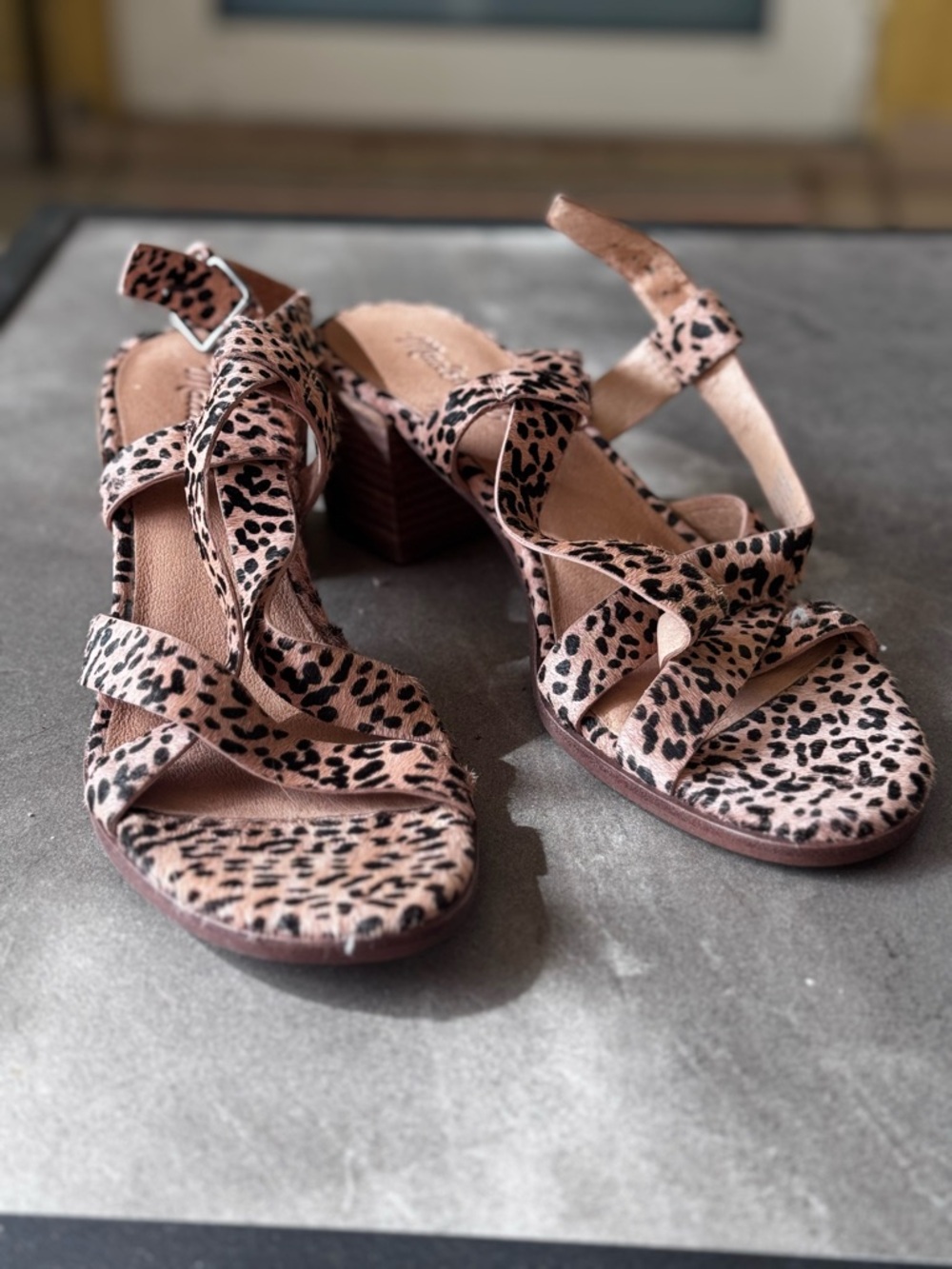 NEW Madewell Print Strappy Block Heel Sandals